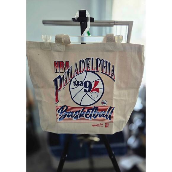 Philadelphia 76ers Canvas Tote Bag – Mitchell& Ness- Retro Upside Down Logo NWT - Picture 1 of 4